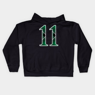 11 Sports Jersey Number Green Black Flannel Kids Hoodie